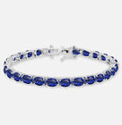 Aaa blue sapphire Tennis Bracelet White Gold on 925 Sterling Silver