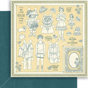 GRAFIEK 45 "PENNY'S PAPER DOLLS" PATROON/MASSIEF 12X12 PAPIEREN BLOK SCRAPJACK'S PLACE - Afbeelding 5 van 9