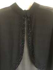 GORGEOUS SEQUIN BEADED BLACK SOFT CHIFFON SHAWL /CAPE EVENINGWEAR JKARA NEW YORK