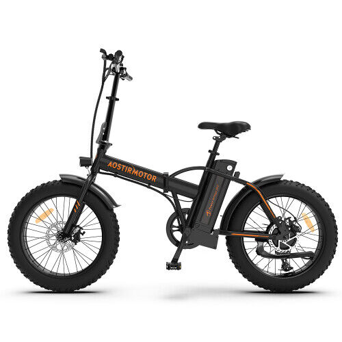 AOSTIRMOTOR Folding Electric Bicycle 500W 20" Fat Tire Ebike With 36V Li-Battery - Picture 1 of 12