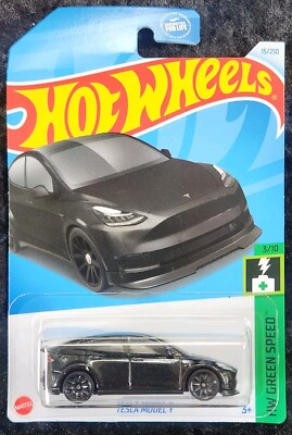 Hot Wheels - Tesla Model Y - HW Green Speed 1/10 - HKG28 - Carte courte - Blanc - Mattel 2023
