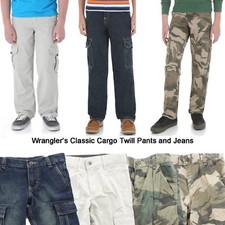 Wrangler Boy's Classic Cargo Twill Jeans Pants Bottoms 4-16 Slim Regular Husky