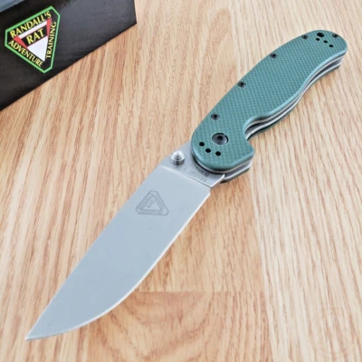 ONTARIO KNIFE COMPANY Ontario RAT 1 Folding Knife 3.5" Stonewash Finish S35VN Steel Blade G10 Handle