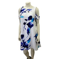 Lauren Ralph Lauren $155 Cold Shoulder Floral A-Line Dress Open Back 12 NWT