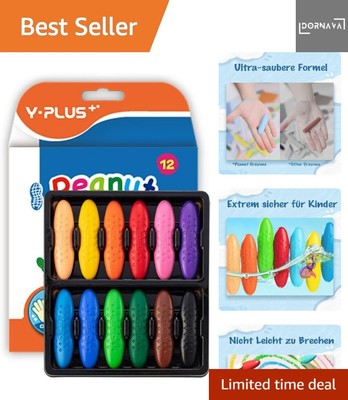 YPLUS 12er Set Ungiftige Erdnuss Wachsmalstifte - Ideal für Kinder ab 3 Jahren