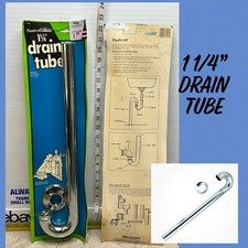 Drain Tube Brass Chrome Plated 1 1/4  S Trap, Washing Machine Sink Plumbing 1.25