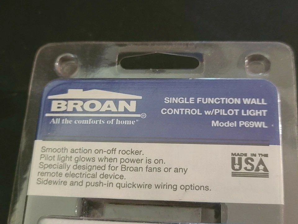 NUEVO SELLADO Broan P69WL Interruptor basculante iluminado de una sola función Foto 3 de 4