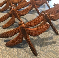 Lot 8 Antiqued Metal Dragonfly Napkin Rings Rustic Look Country Cottage Decor Z