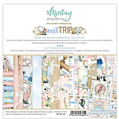 Mintay Next Trip 6'' x''6 Paper Pad Double Sided Scrapbook Travel Paper Crafts