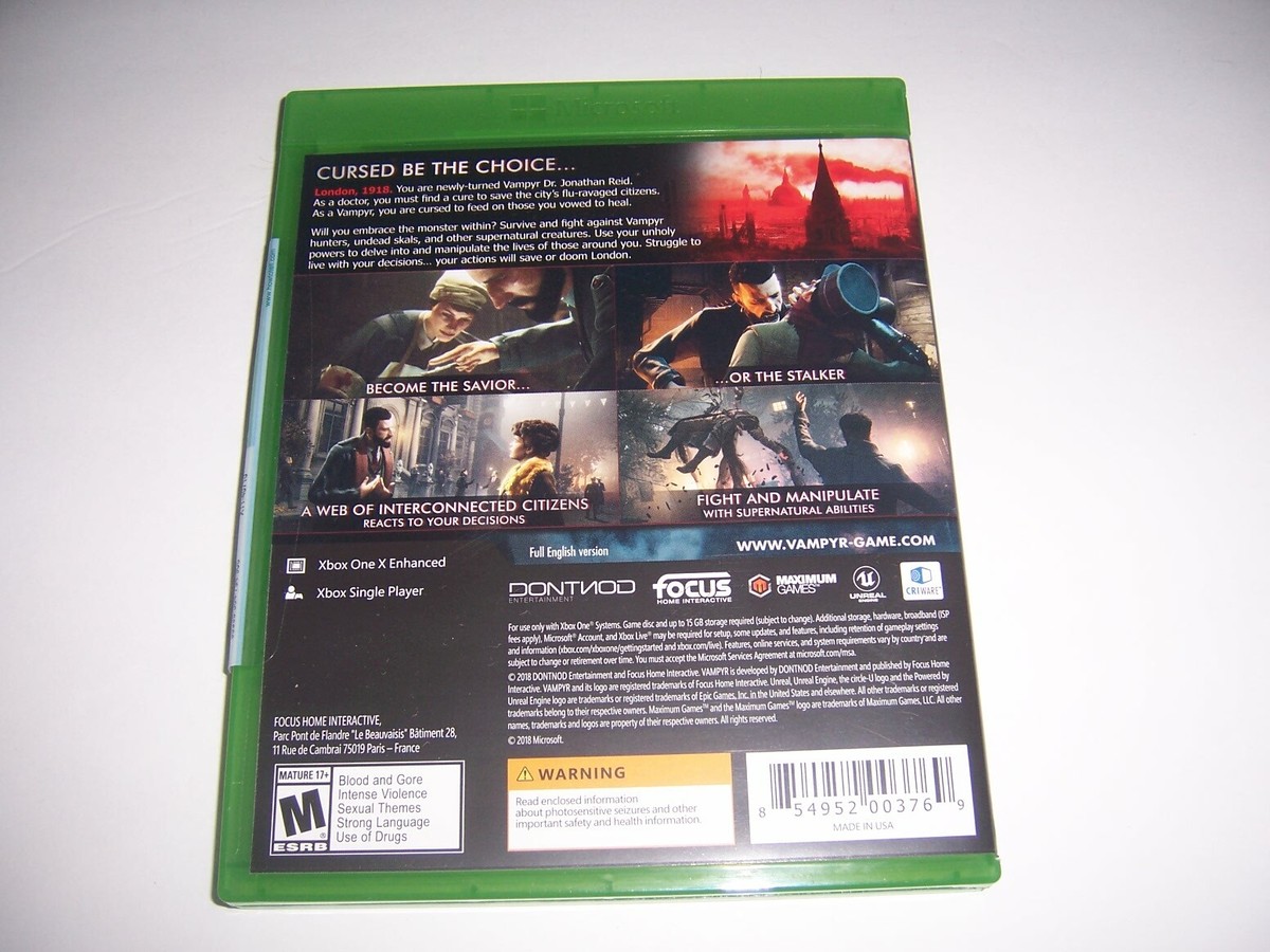 Custodia Ricambio Per Gioco Xbox One – Vampyr – Solo Custodia, NO Gioco