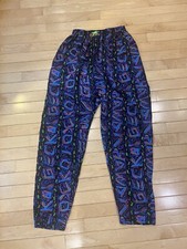 Gecko Hawaii Vintage 80s 90s Parachute Baggy Neon Pants Good Elastic Band