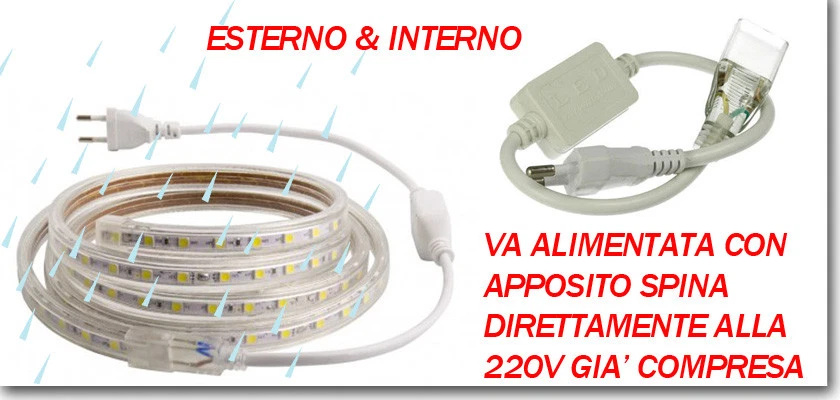 STRISCIA STRIP LED BOBINA SMD 5050 RGB SPINA 220V BIANCA TUBO ESTERNO 1 A 100 MT - Immagine 4 di 4
