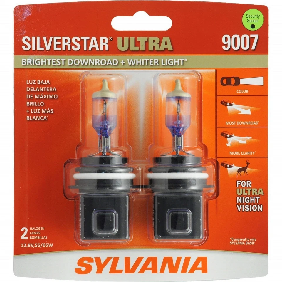 Sylvania SilverStar Ultra 9007 HB5 65/55W Two Bulbs Head Light Dual Beam High Lo - Image 2 of 4