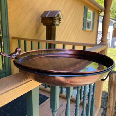 Deck Mounted Bird Bath Metal Birdbath Bowl Unheated with Lightweight Detachable,