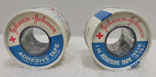 Johnson & Johnson Red Cross Waterproof Adhesive Tape Vintage (2) Metal Tins