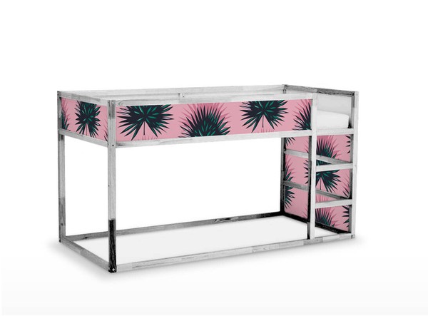 IKEA KURA CAMA Calcomanía Extraíble Adhesiva Adhesiva Muebles Rosa Patrón Tropical