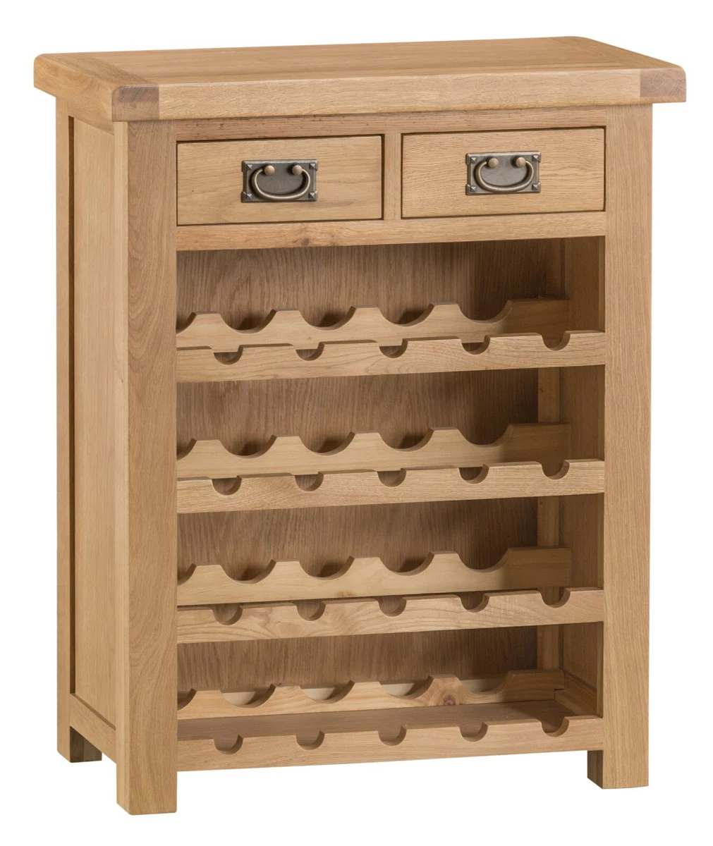 Kingsford Oak Small Wine Cabinet Rack Solid Wood Wine Storage Unit Stand