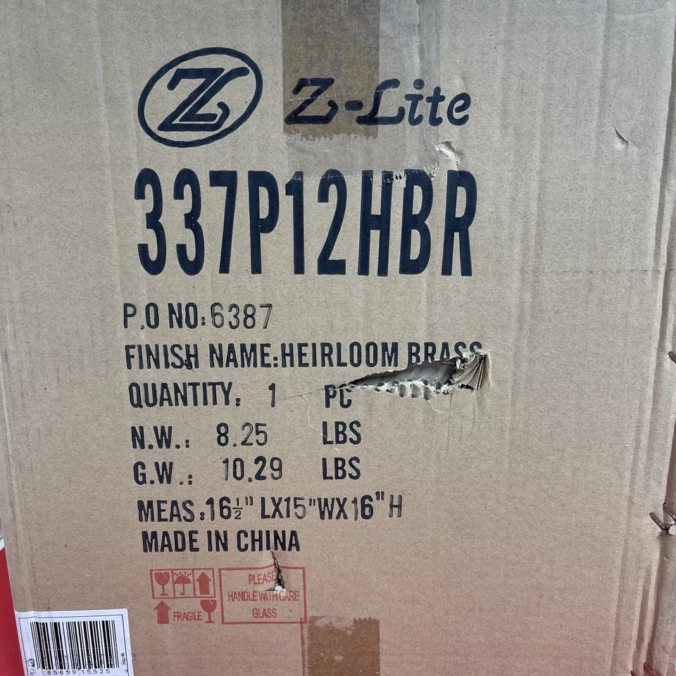 Z-Lite 337P12HBR Burren 1 luz 12 pulgadas Heritage latón colgante luz de techo Foto 3 de 4