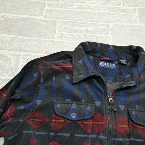Chaps Fleece Jacket Mens XL Tribal Native Aztec Print 1/4 Zip Pockets - Picture 3 of 8