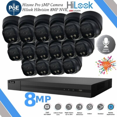 HIKVISION COLORVU 4K NVR IP PoE 5MP KAMERA OUTDOOR AUDIO CCTV SYSTEM KIT