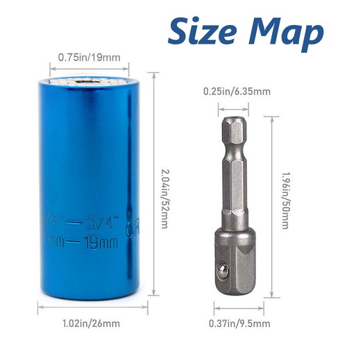 Utensili a presa universali regali per uomo 7 mm-19 mm set di strumenti con adattatore trapano elettrico - Foto 6 di 6