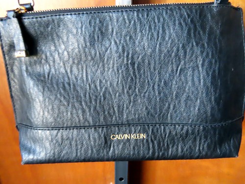 Calvin Klein Leather Clutch Crossbody Purse Black - 第 1/5 張圖片
