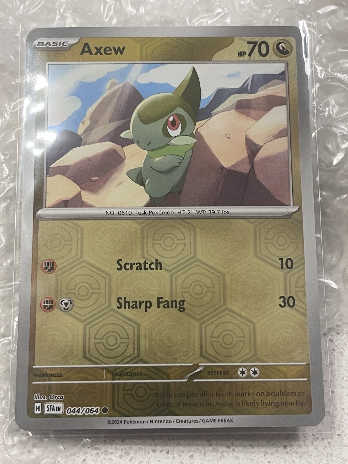 Axew 044/064 Shrouded Fable Reverse Holo Pokemon Scarlet & Violet NM