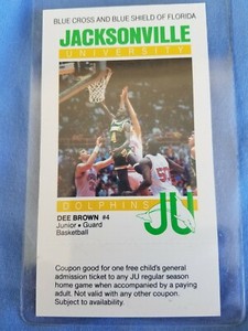 Dee Brown College Basketball Card,1988-89 Jacksonville University, Jr. Year
