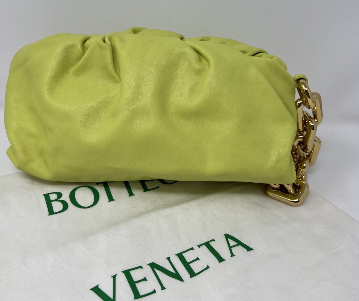 Bottega Veneta Lime Gold Chain Pouch Leather Shoulder Bag