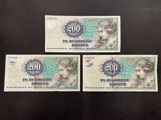 Dänemark 200 Kronen Vintage Banknotensatz (3) LOT: 3105 026