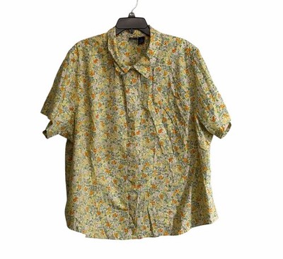Basic Editions Sz 3X Floral Button Front Blouse Ditsy Cottagecore Grandma