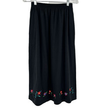 VTG Dark Country Cottage Midi Skirt Small Prairie Peasant Cotton Blend Pockets