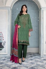 Maria B Women's Pakistani 3-Piece Kameez, Salwar  Dupatta, Green, Large