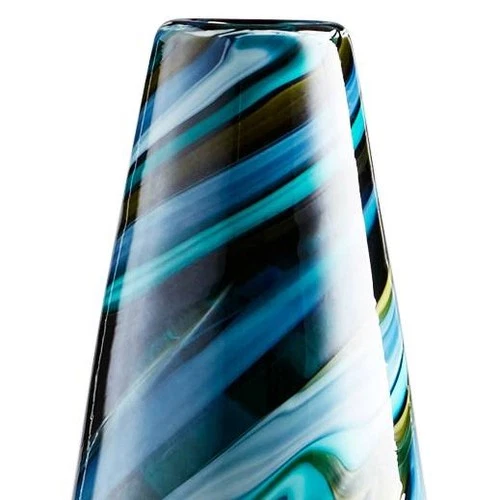 Chalcedony Large 19 3/4" High Multi-Color Blue Glass Vase - Picture 2 of 3