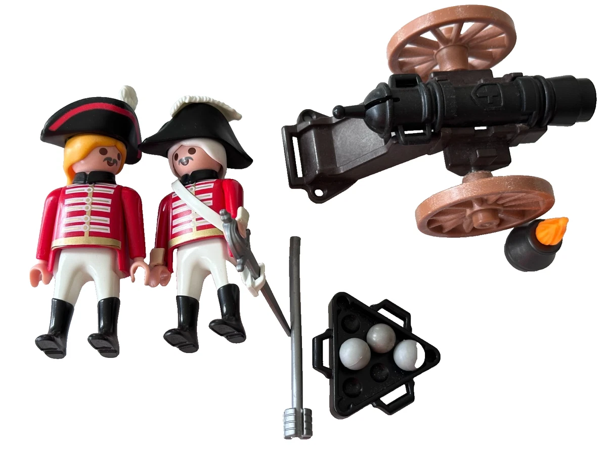 Lot Playmobil Vintage – Pirates, Soldats Tuniques Rouges, Canon, Set 3795 (1990)