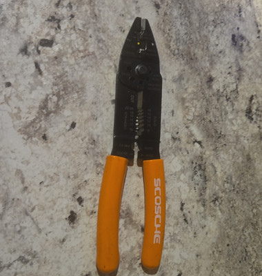 Scosche Wire Stripper/Cutter/Crimper Tool Orange Handles, Gauge Markings 22-20