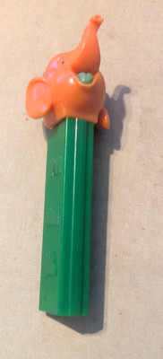 vintage rare circus elephant pez dispenser /green stem/no feet/usa/orange head