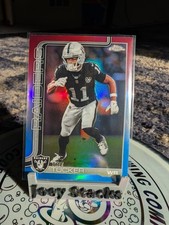Tre Tucker 2025 Topps Chrome NFL RED WHITE & BLUE Refractor - Raiders