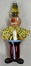 Vintage Glass Clown With Big Red Nose Christmas Tree Ornament