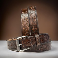 Genuine Leather Western Full Grain Handmade Men's Belt Heavy Duty With Buckle