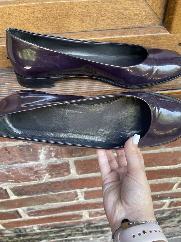 Zapatos de salón Jil Sander para mujer planos púrpura charol lacado punta cuadrada talla 41 Foto 2 de 4