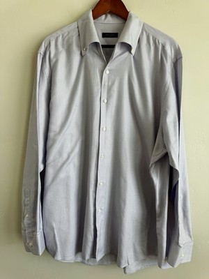 Equilibrio Italia Men s XL Lilac Micro Pattern Button Down Shirt 17 17.5