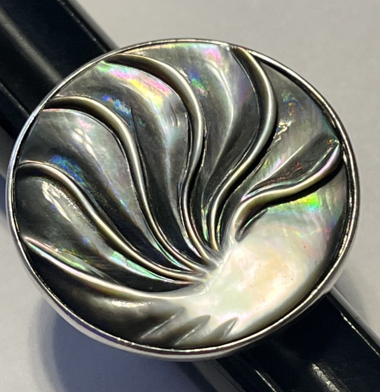 Sterling Silver Sajen Carved Abalone Shell Large Incredible Ring 925 Size 7
