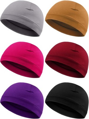 6 Pieces Men Skull Caps Cotton Beanies Sleep Hats Multifunctional Helmet Line...