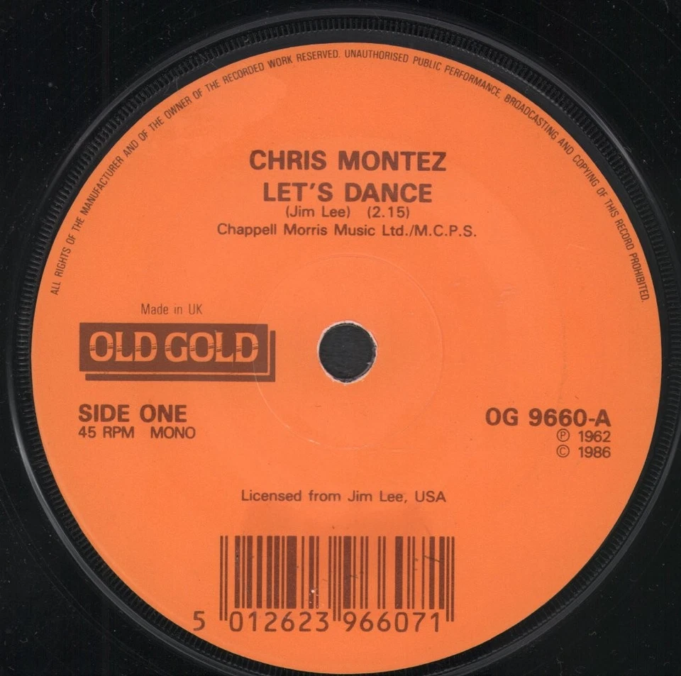 Chris Montez Let's Dance 7" vinyl UK Old Gold 1986 in company sleeve - writing - Image 2 of 3