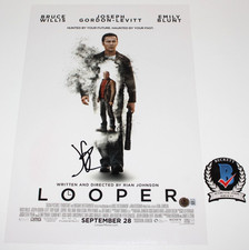 JOSEPH GORDON-LEVITT SIGNED 'LOOPER' 12x18 MOVIE POSTER BAS BECKETT BAS COA