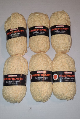 6 Six Skein Lot of Coats & Clark Red Heart 266 Yellow 100% Cotton Capri Yarn