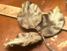 vintage millinery 1940s silk satin leaves Bronze 1 tri leaf spray Japan