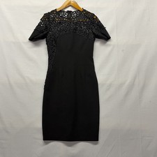 T Tahari  Etta Lace Detail Black Sheath Dress Size 2 NWT