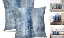 Abstract Art Artwork Pillow Cover, Gallery Modern 18" x 18" Blue and Grey